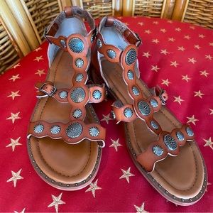 MICHAEL by Michael Shannon Brown Metallic Embellished Gladiator Sandals! 6.5